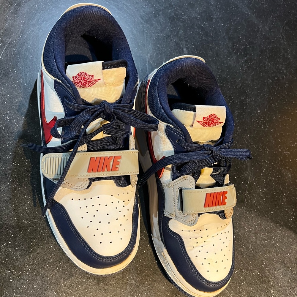 Nike Kids' Blue and White Sneakers with Red Accents